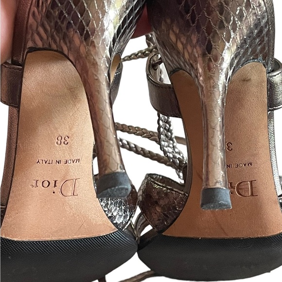 Christian Dior high heel sandals gold metallic ankle tie heels size 38 us 8 - Picture 10 of 10